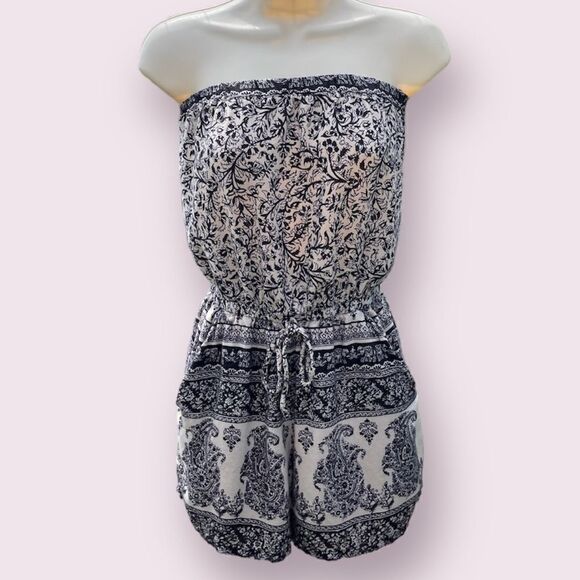 Angie Pants - Angie Tan and Black Elephant Romper Size Medium